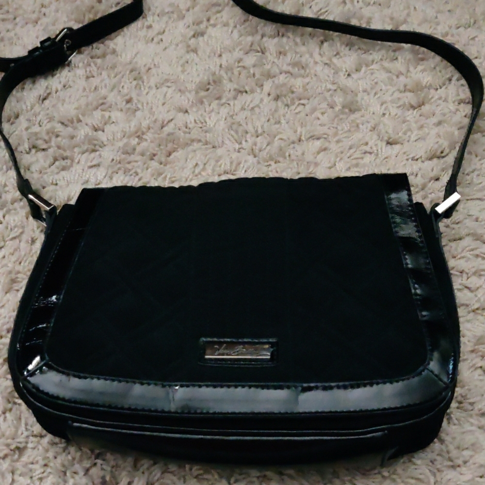 Vera Bradley Black Quilted Purse with leather trim